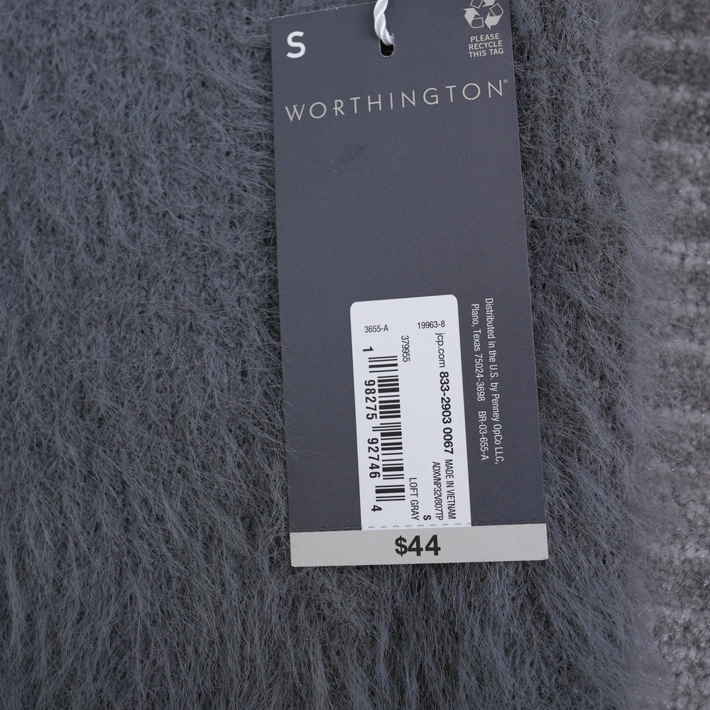 Worthington Loft Gray Eyelash Knit Short Sleeve Polo Sweater Small NWT - Picture 3 of 7